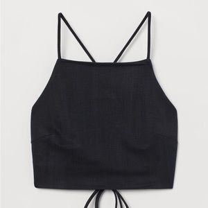 NWT H&M Open Backed Black Crop Top